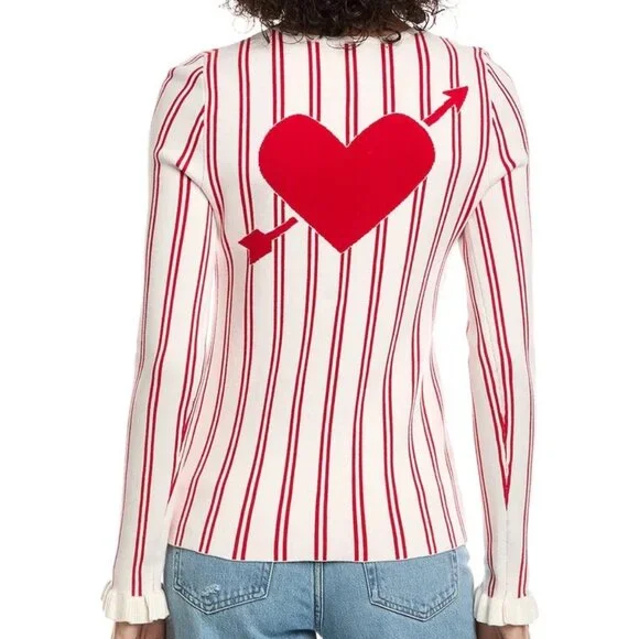 The Upside Alpine Chrissy Knit Sweater Women's Small Red Striped Organic Cotton - Picture 1 of 9